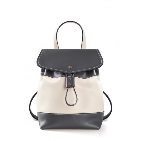 'Fontainebleau' Leather Backpack Dark grey & Gold