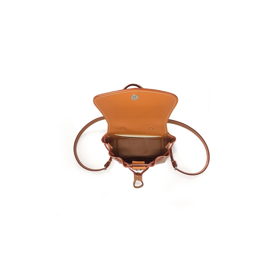 'Fontainebleau' Sac à dos Cuir Cognac & Or