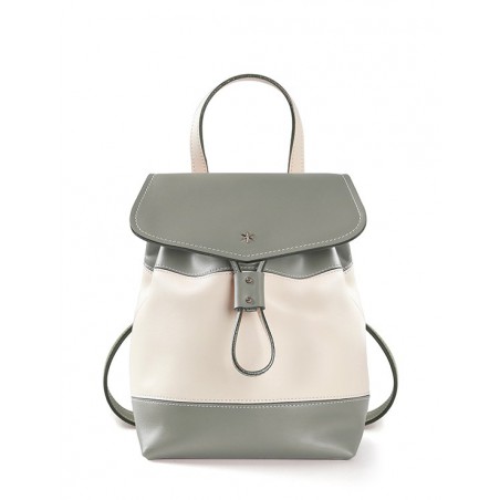 'Fontainebleau' Leather Backpack Light grey & Silver