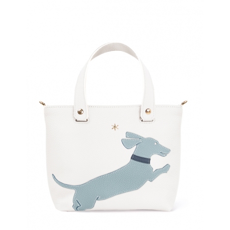 'En L'Air le Sac Le Chat' Sac Cabas Cuir Nappa Neige & Or