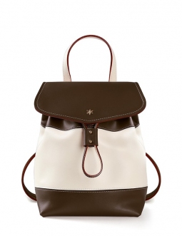 'Fontainebleau' Leather Backpack Chocolate & Gold