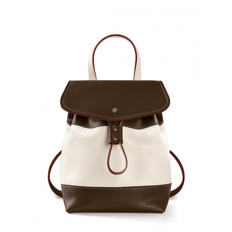 'Fontainebleau' Leather Backpack Chocolate & Gold
