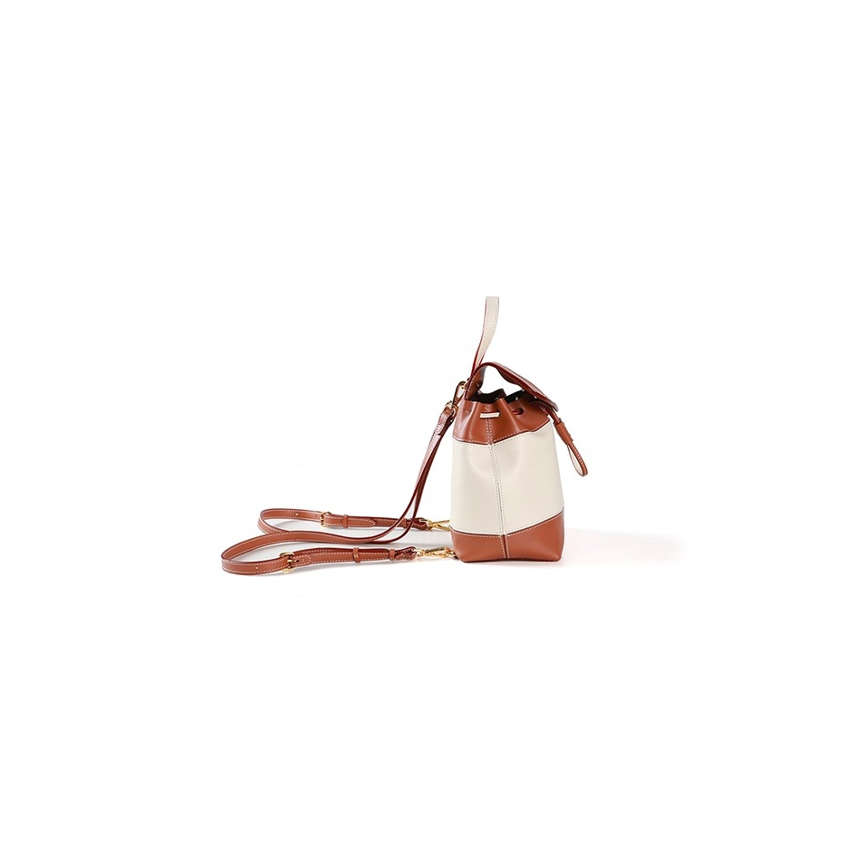 'Fontainebleau Duo' Leather Backpack Cognac & Gold