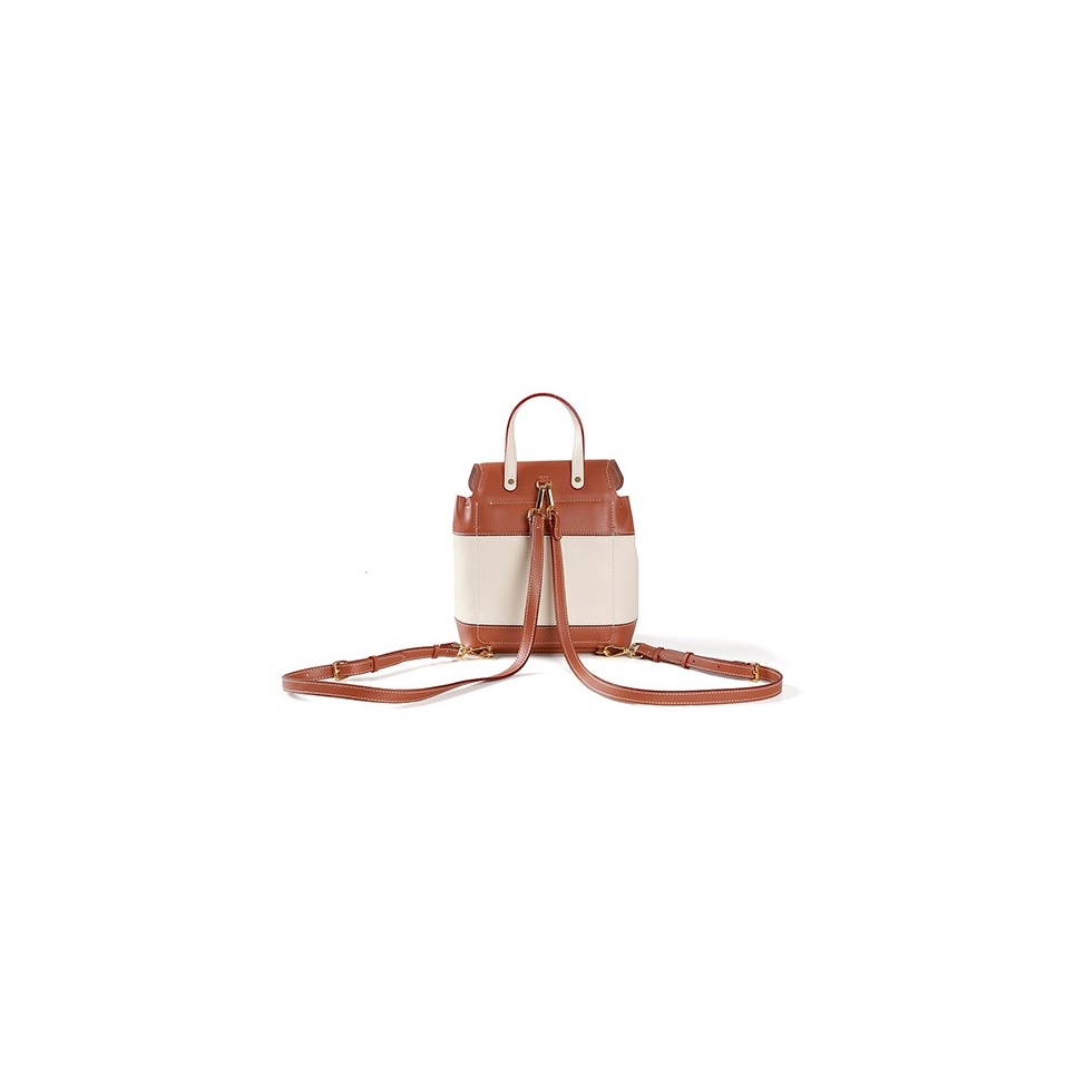 'Fontainebleau Duo' Leather Backpack Cognac & Gold