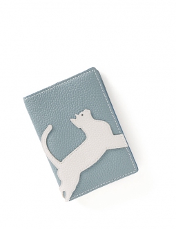 'En L'Air Voyage Chat' Nappa Leather passport Holder Dragée