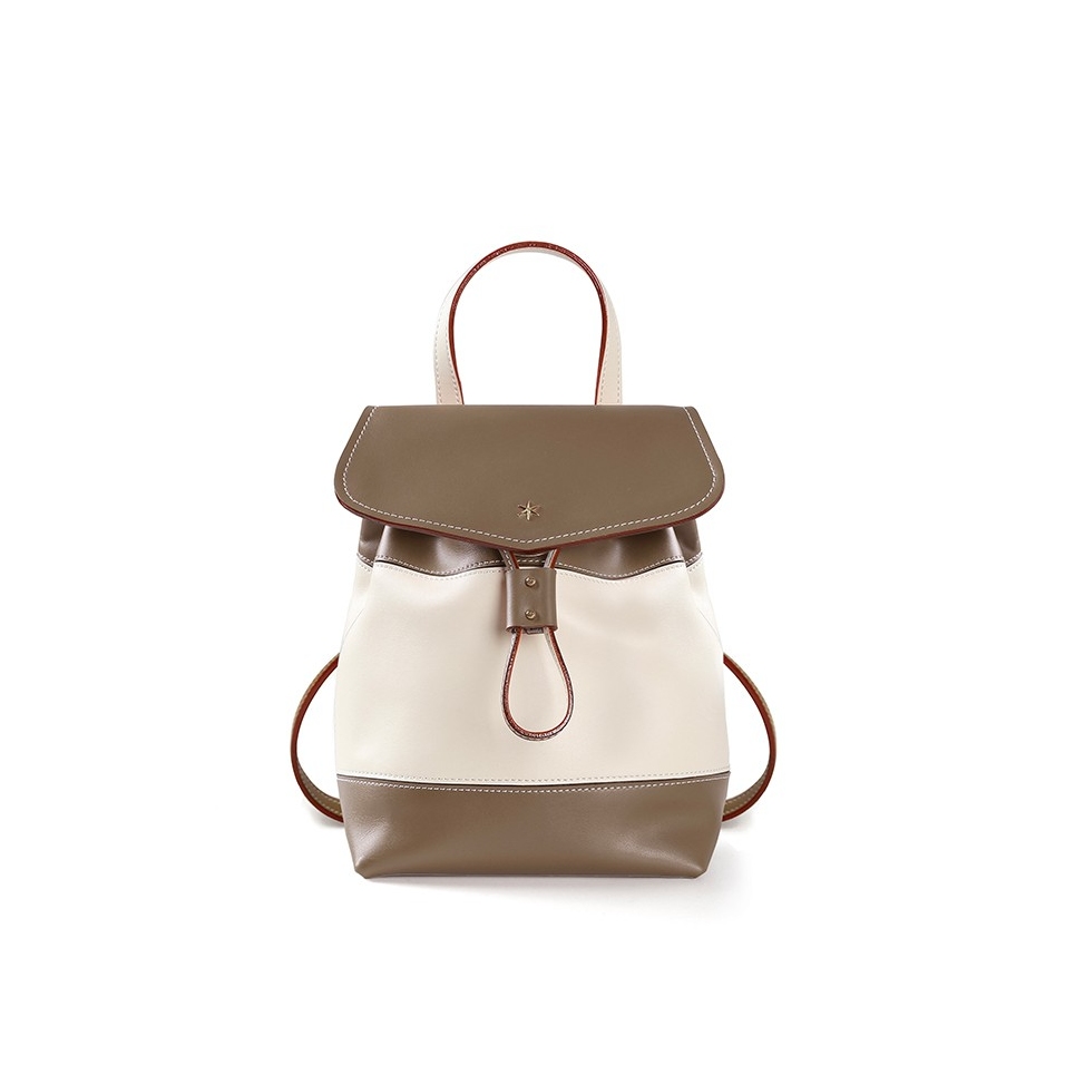 'Fontainebleau' Sac à dos Cuir Grizzli & Or