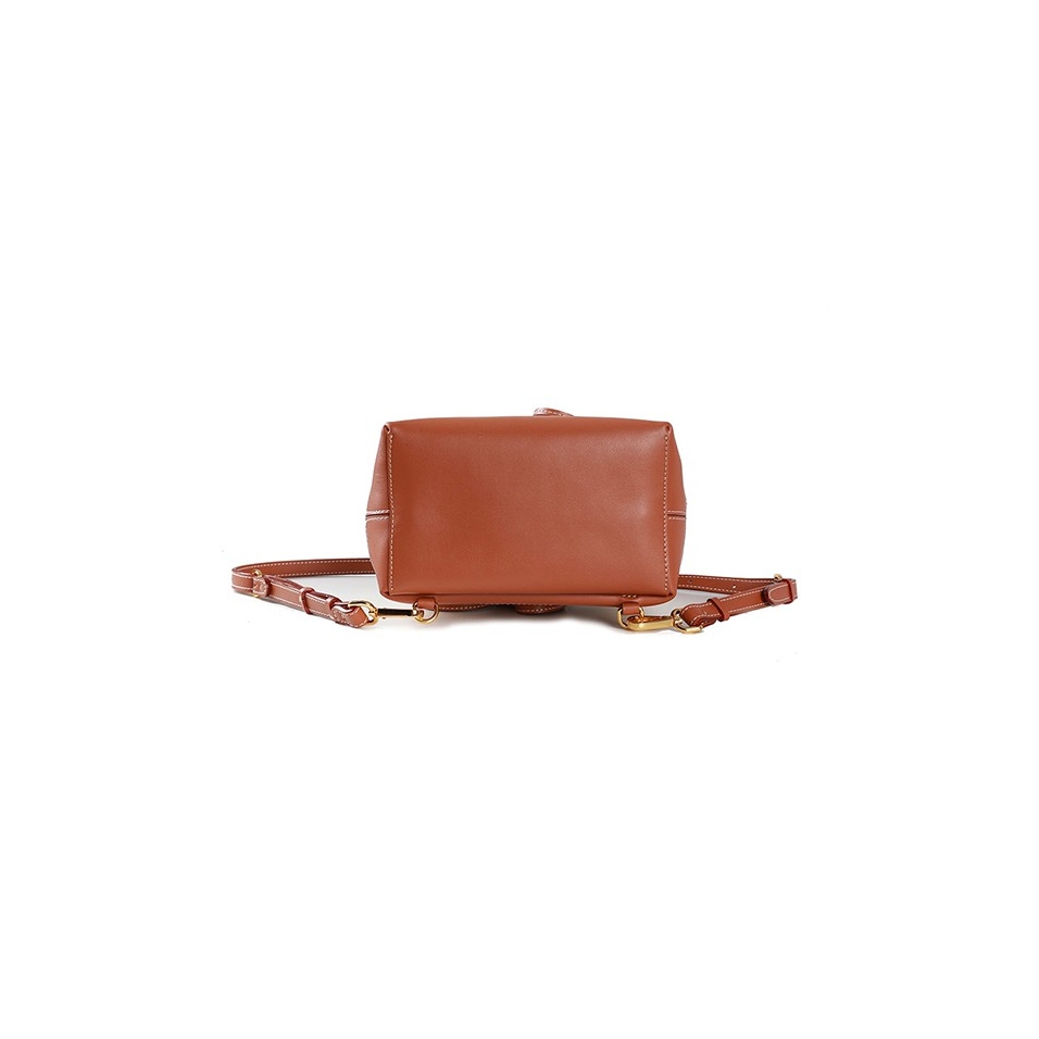 'Fontainebleau Duo' Leather Backpack Cognac & Gold