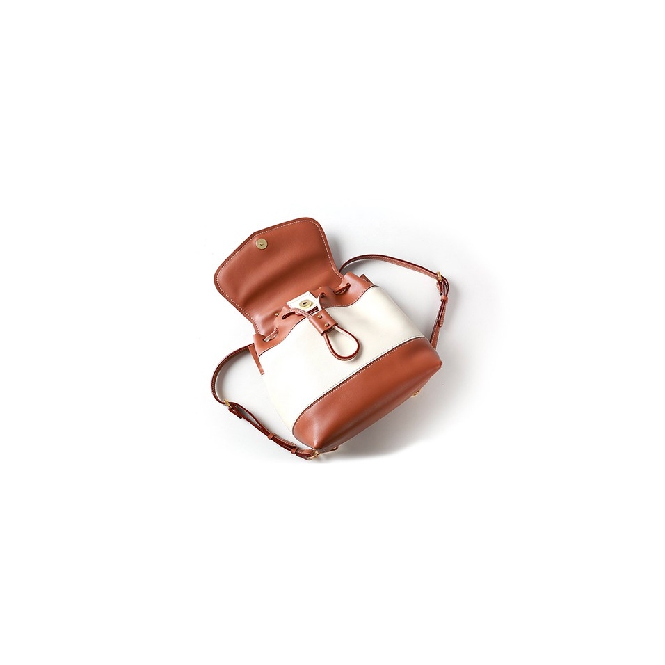'Fontainebleau Duo' Sac à dos Cuir Cognac & Or