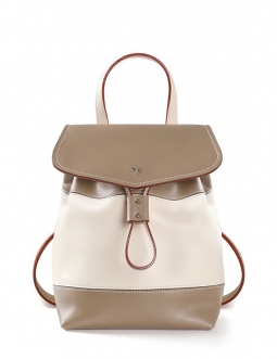 'Fontainebleau' Sac à dos Cuir Taupe & Argent