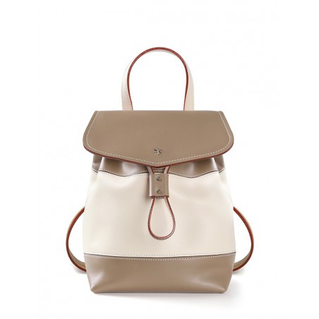 'Fontainebleau' Leather Backpack Taupe & Silver