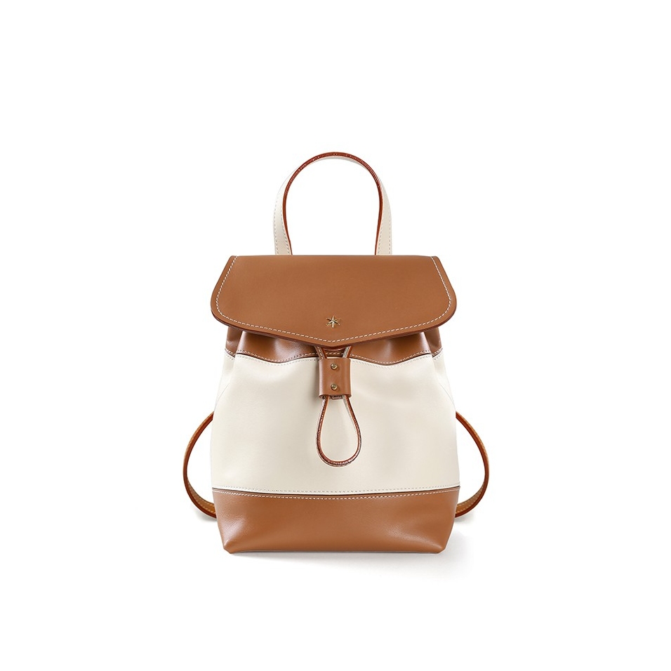 'Fontainebleau' Sac à dos Cuir Cognac & Or