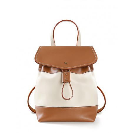 'Fontainebleau' Leather Backpack Cognac & Gold