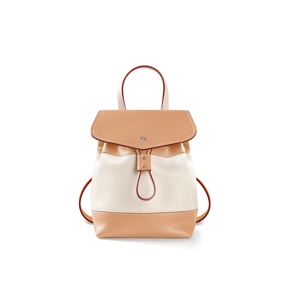 'Fontainebleau' Sac à dos Cuir Dijon & Argent