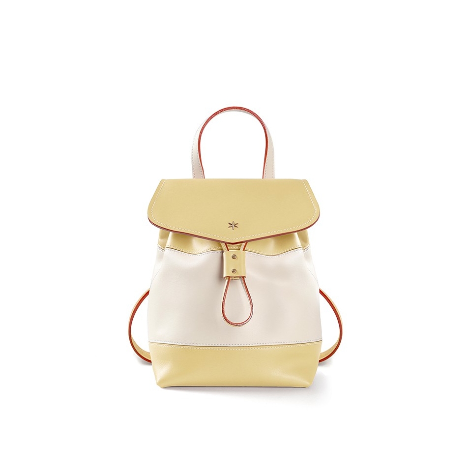'Fontainebleau' Leather Backpack Anis & Gold