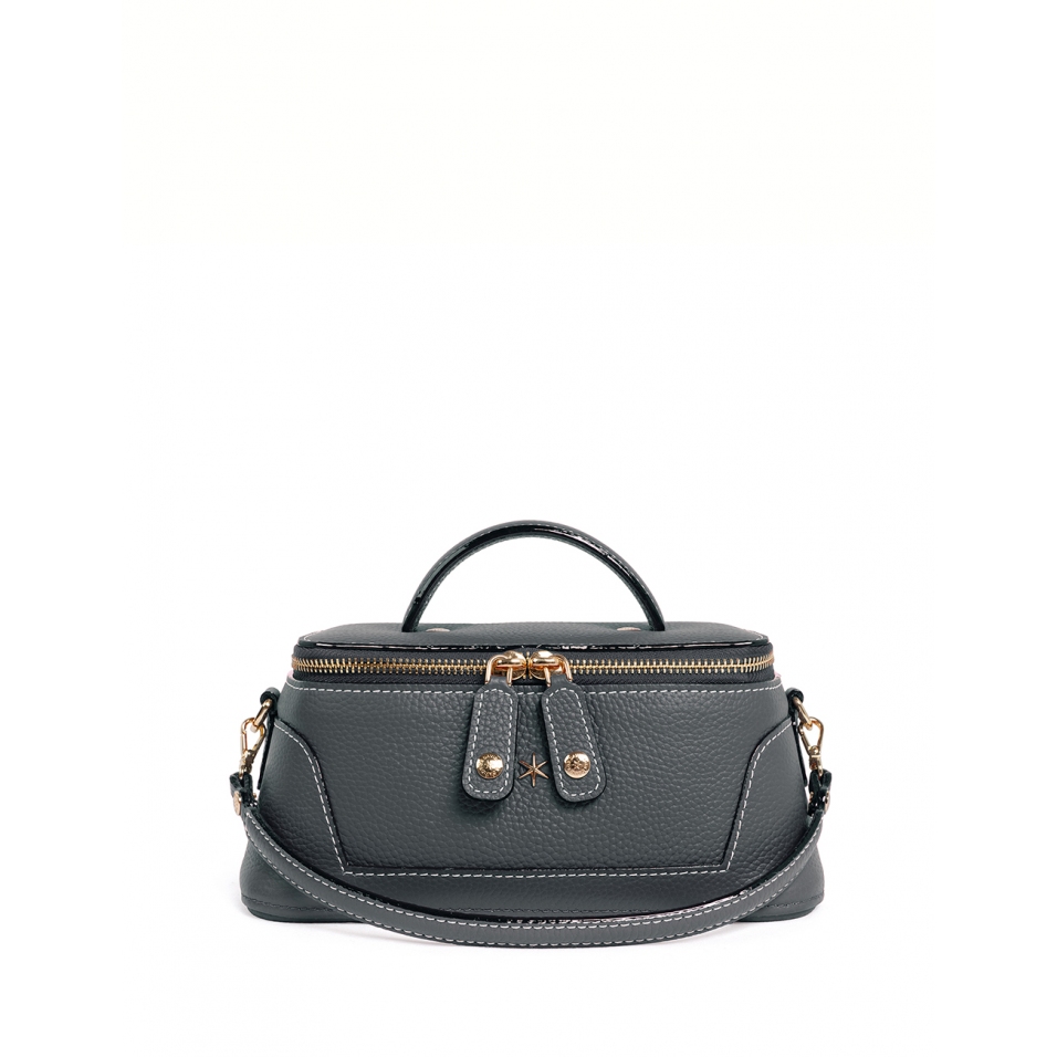 'Lingot' Sac à main Cuir Nappa Ardoise & Or