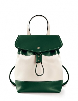 'Fontainebleau' Leather Backpack Dark green & Gold