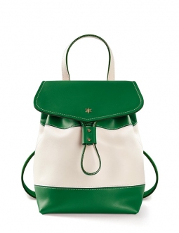 'Fontainebleau' Leather Backpack Green & Gold