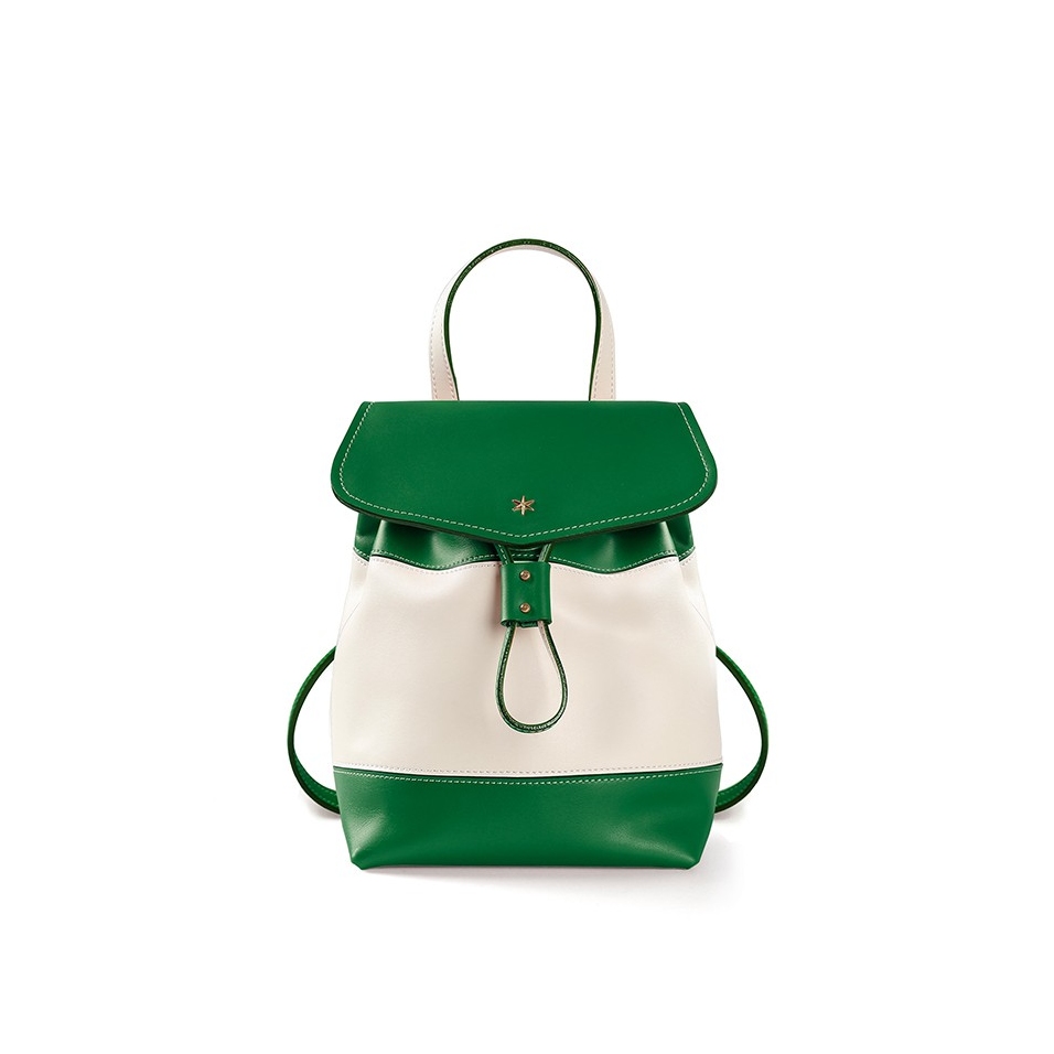 'Fontainebleau' Sac à dos Cuir Lagon & Or