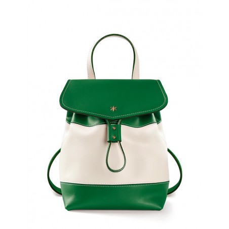 'Fontainebleau' Leather Backpack Green & Gold