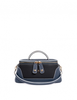 'Lingot' Sac à main Cuir Nappa Bleu Nuit, Ébène & Or
