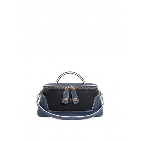 'Lingot' Sac à main Cuir Nappa Bleu Nuit, Ébène & Or