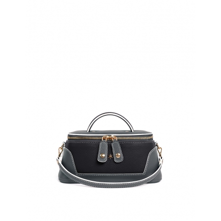 'Lingot Duo' Sac à main Cuir Nappa Ardoise, Ébène & Or