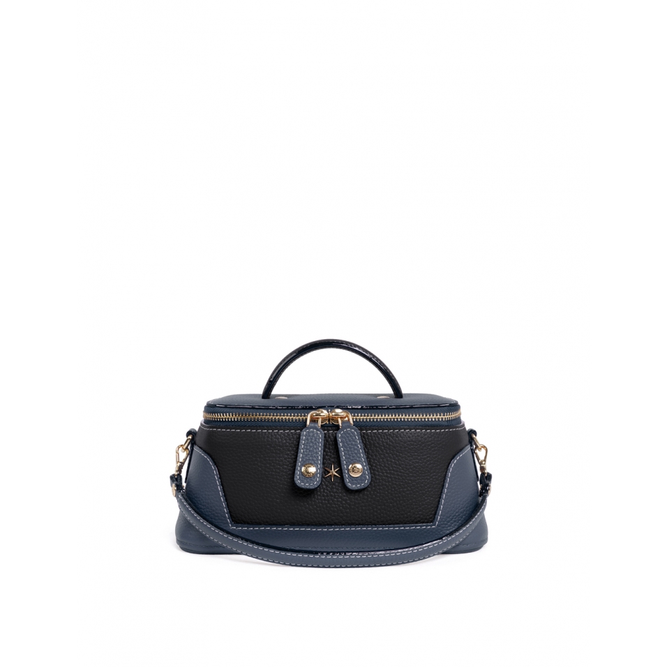 'Lingot Duo' Sac à main Cuir Nappa Bleu Nuit, Ébène & Or