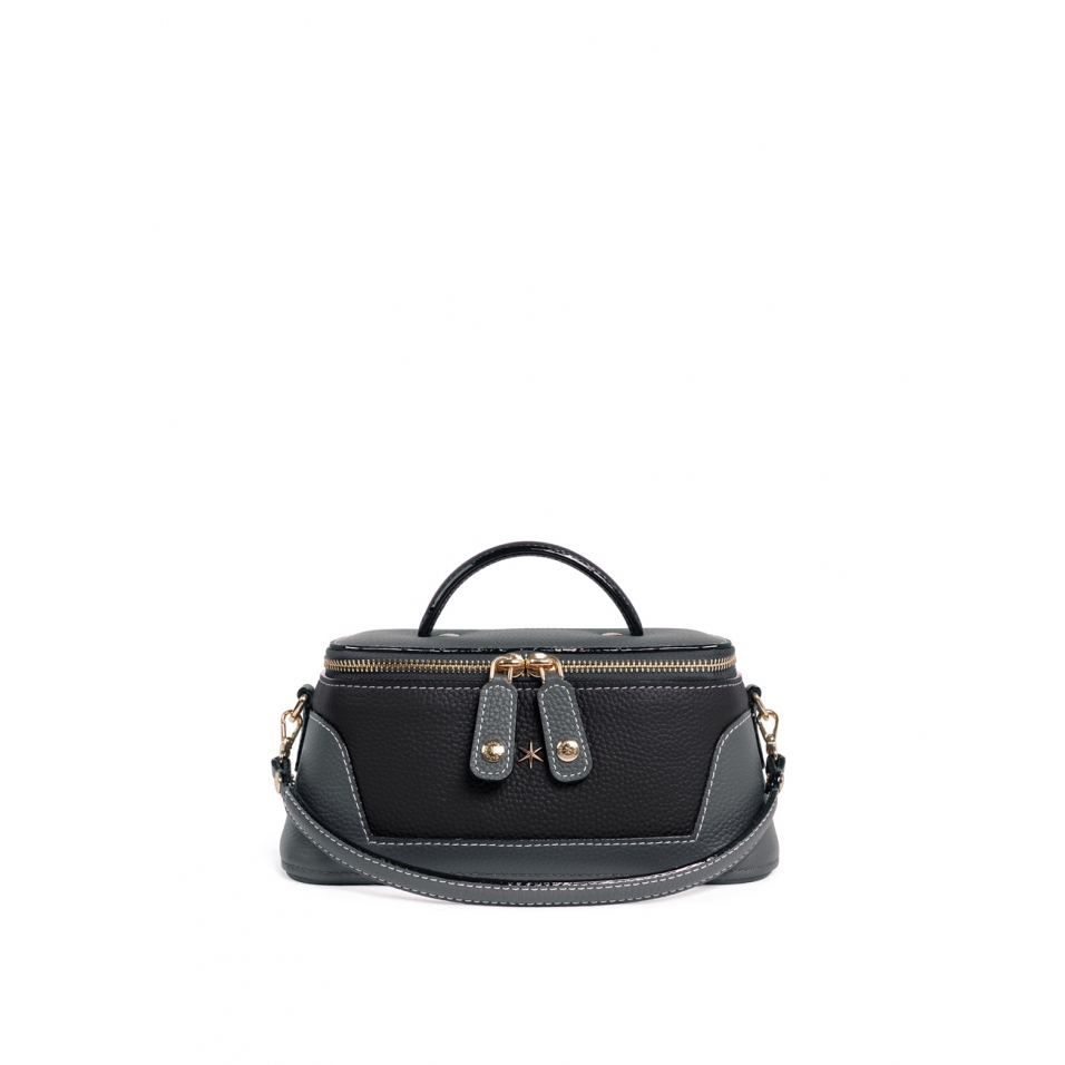 'Lingot Duo' Sac à main Cuir Nappa Ardoise, Ébène & Or