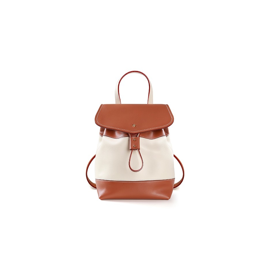 'Fontainebleau Duo' Leather Backpack Cognac & Gold
