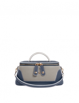 'Lingot Duo' Nappa Leather handbag Dark Blue, Pearl & Gold