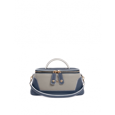'Lingot Duo' Nappa Leather handbag Dark Blue, Pearl & Gold