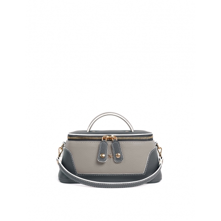 'Lingot Duo' Nappa Leather handbag Dark Ardoise, Pearl Grey & Gold