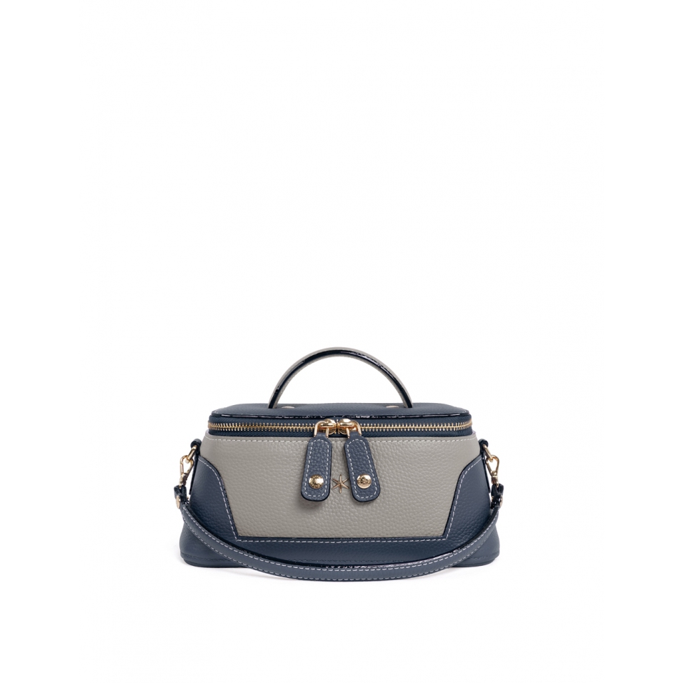 'Lingot Duo' Sac à main Cuir Nappa Bleu Nuit, Perle & Or