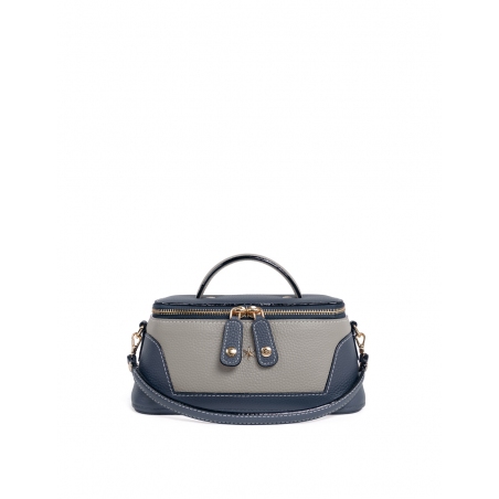'Lingot Duo' Nappa Leather handbag Night Blue, Pearl Grey& Gold