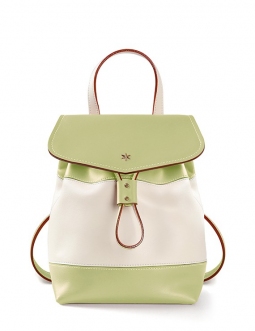 'Fontainebleau' Leather Backpack Light green & Gold