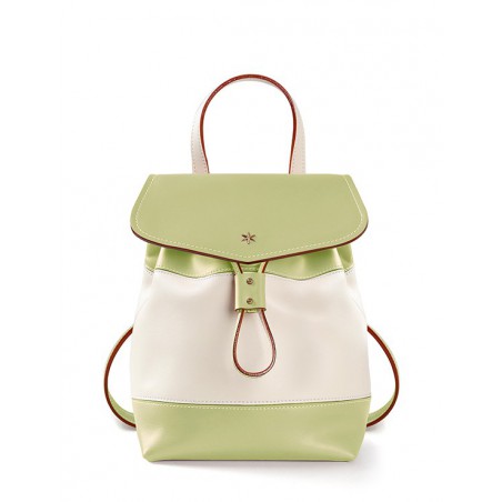 'Fontainebleau' Leather Backpack Light green & Gold
