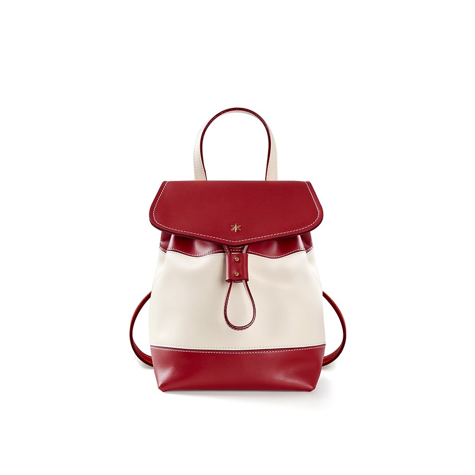 'Fontainebleau' Leather Backpack Bordeaux & Gold