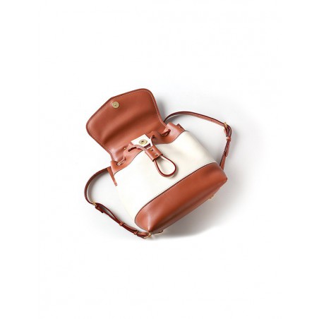 'Fontainebleau Duo' Leather Backpack Cognac & Gold