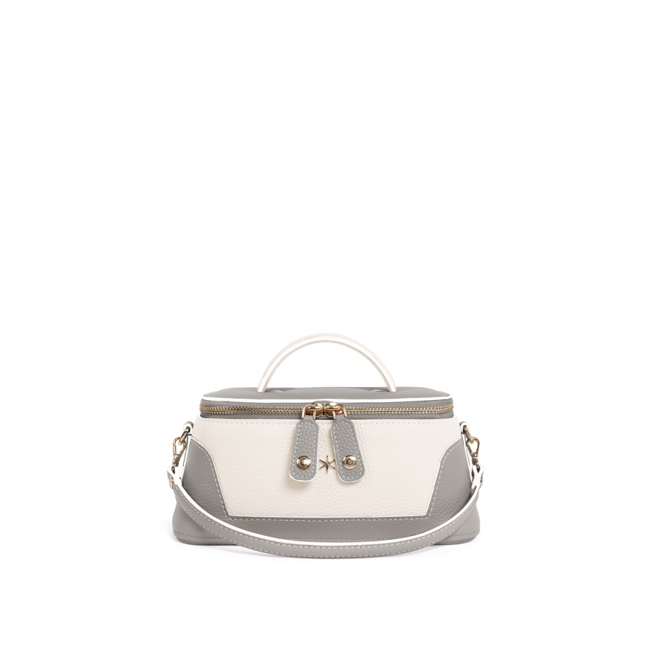 'Lingot Duo' Nappa Leather handbag Pearl Grey, Cream & Gold