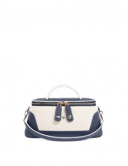 'Lingot Duo' Sac à main Cuir Nappa Marine, Crème & Or