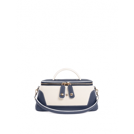 'Lingot Duo' Sac à main Cuir Nappa Marine, Crème & Or