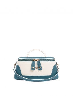 'Lingot Duo' Sac à main Cuir Nappa Indigo, Crème & Or