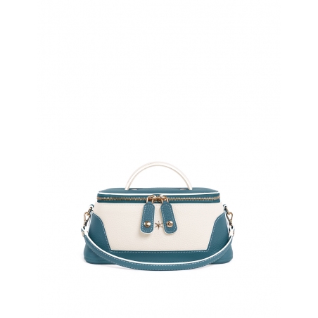 'Lingot Duo' Nappa Leather handbag Indigo, Cream & Gold