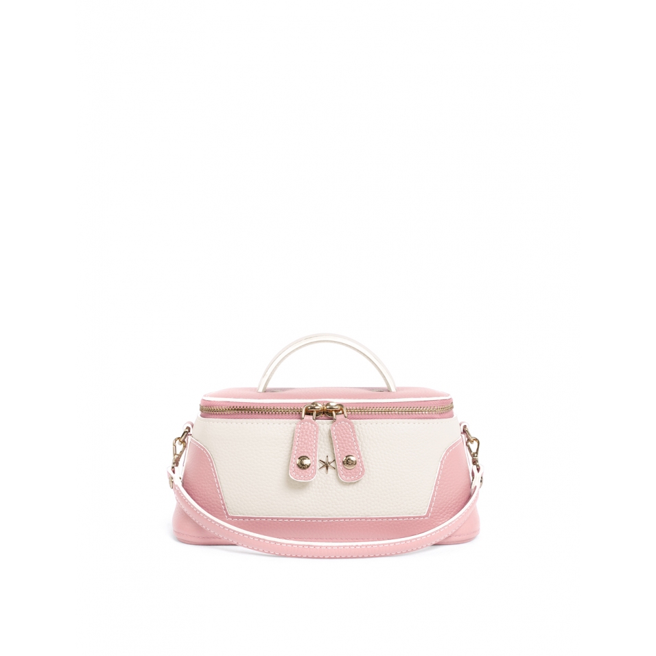 'Lingot Duo' Nappa Leather handbag Light Pink, Cream & Gold