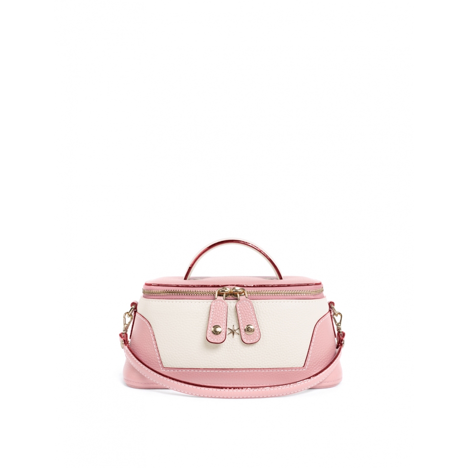 'Lingot Duo' Sac à main Cuir Nappa Rose Poudré, Crème & Or