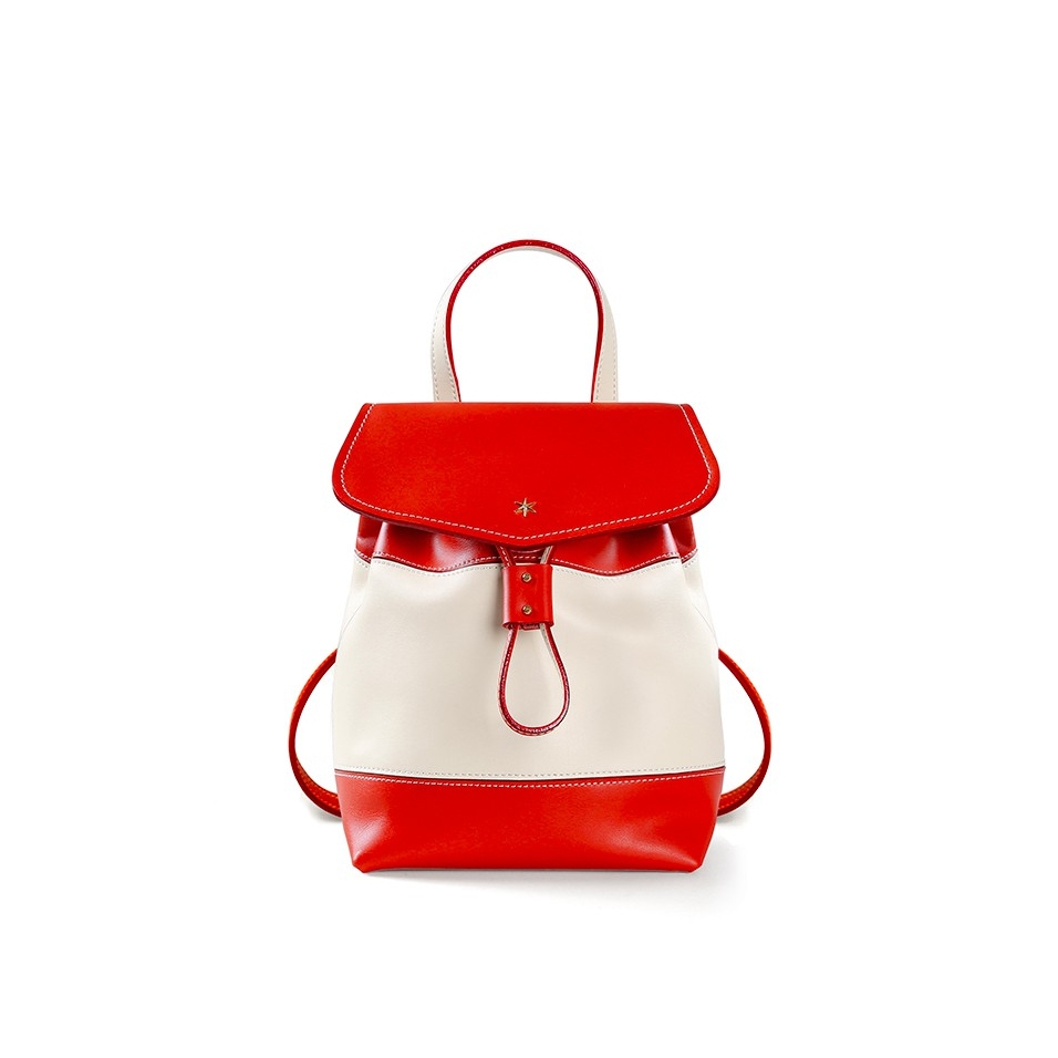 'Fontainebleau' Sac à dos Cuir Écrevisse & Or