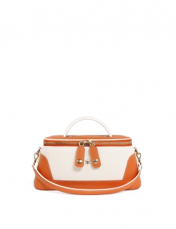 'Lingot Duo' Sac à main Cuir Nappa Orange, Crème & Or