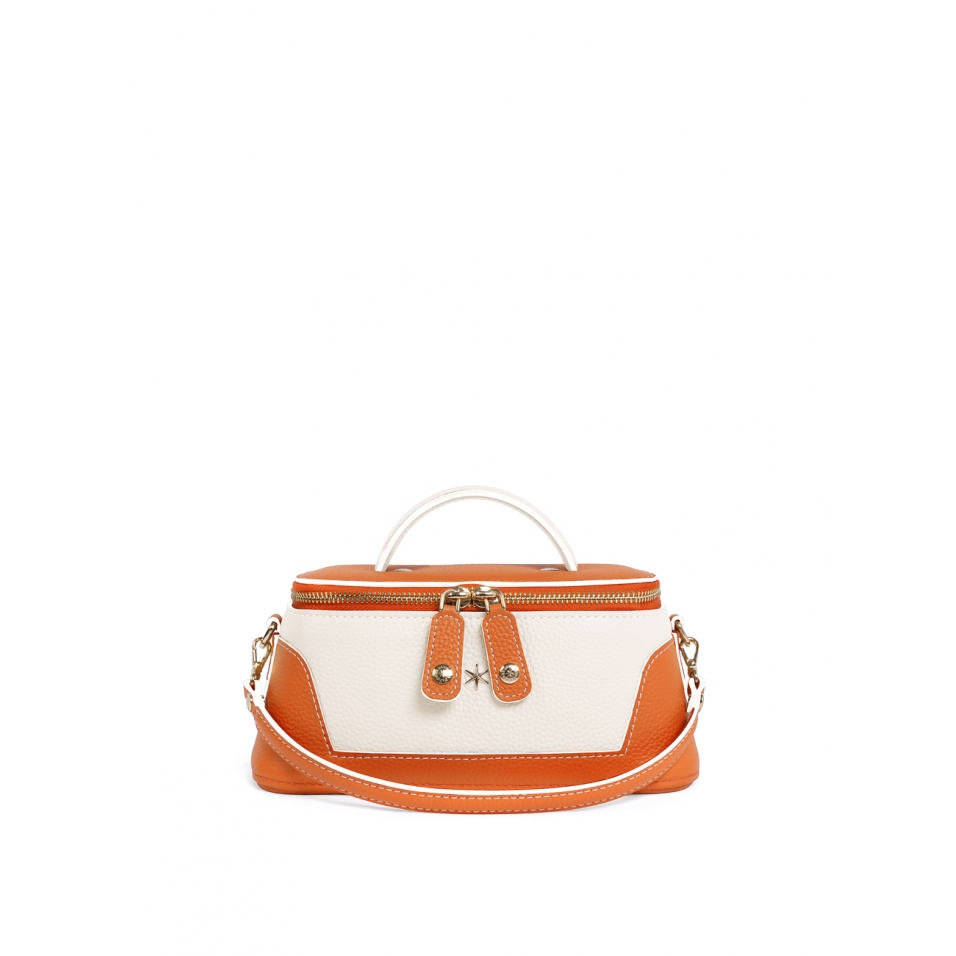 'Lingot Duo' Nappa Leather handbag Orange, Cream & Gold