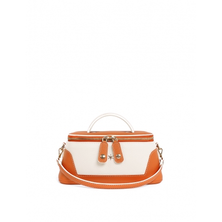 'Lingot Duo' Sac à main Cuir Nappa Orange, Crème & Or