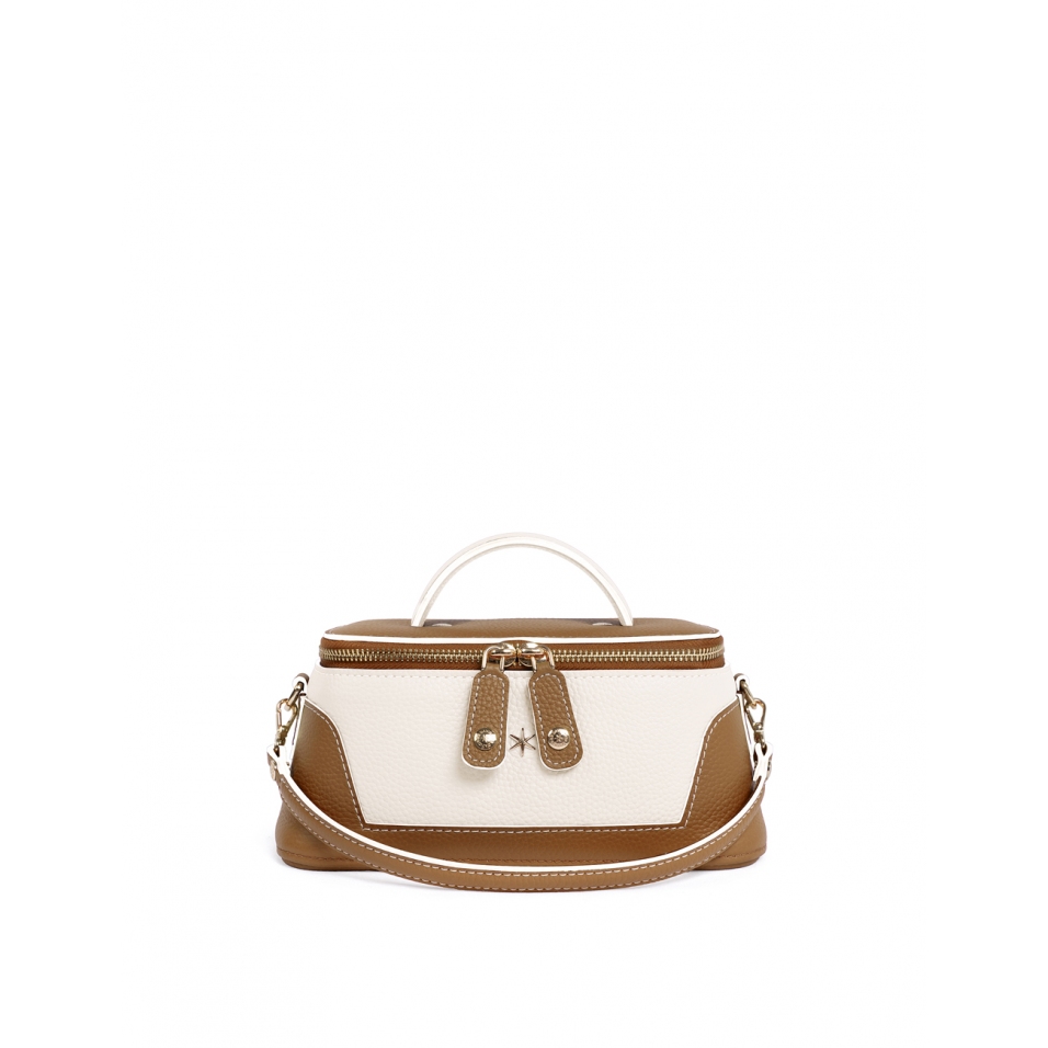 'Lingot Duo' Nappa Leather handbag Cognac, Cream & Gold